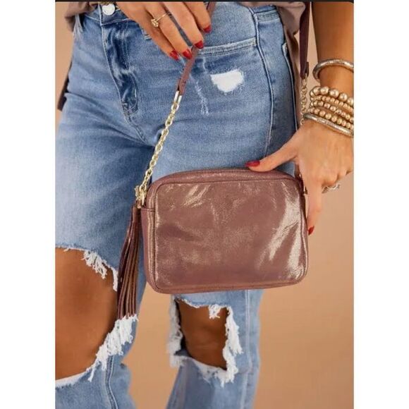 Hobo Renny Small Crossbody Metallic Bag in Sugar Plum New No Tags - Picture 4 of 5